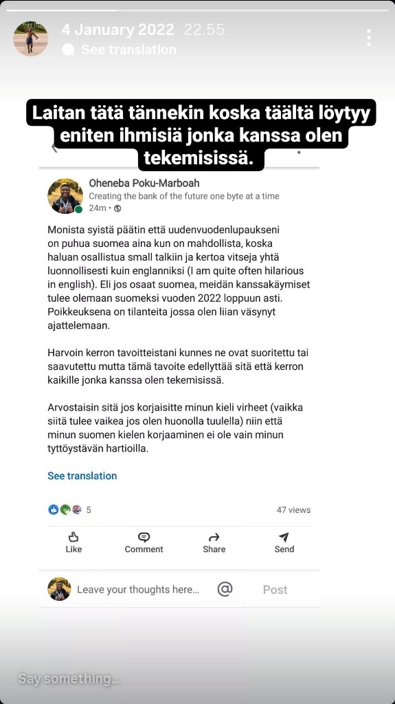 The same announcement reposted on Instagram Stories